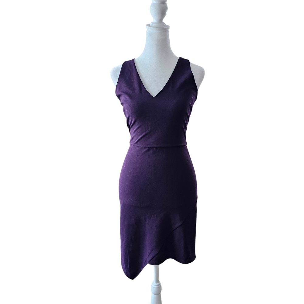 Love...ady Eggplant Purple V Neck Sleeveless Asymmetrical Mini Dress Size XS